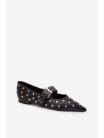 Dámske baleríny z ekokože s kamienkami a prackou Arlenne - čierne Dámske baleríny z ekokože s kamienkami a prackou Arlenne - čierne