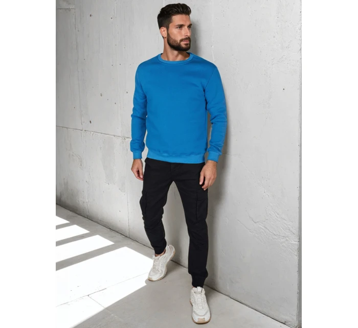 Pánska základná modrá mikina FashionStreet BX5883
