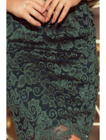 Dámske svetlozelené krajkové šaty s ozdobným lemovaním model 6332285