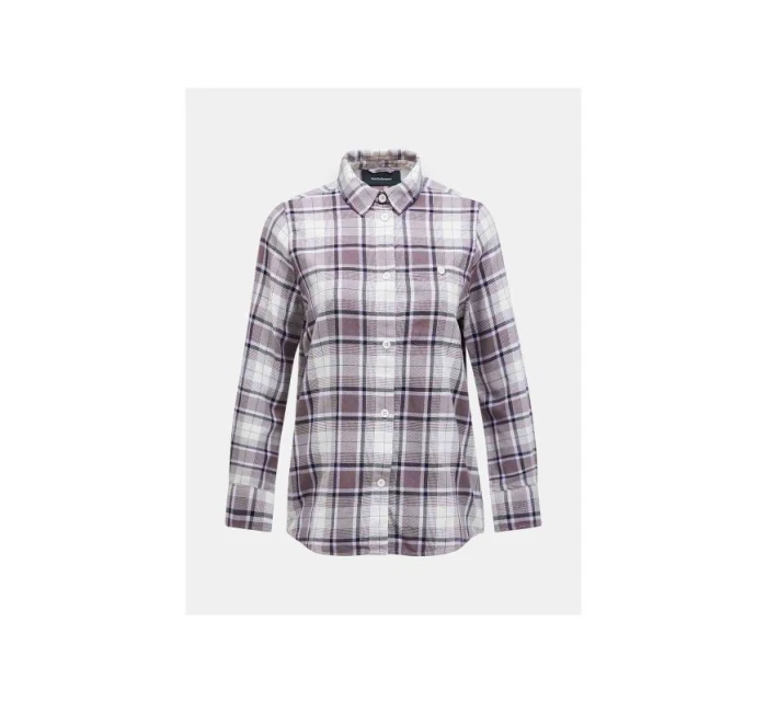 Bavlnená flanelová košeľa Peak Performance W fialovo-biela kocka