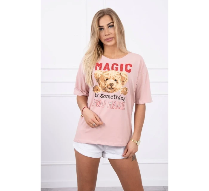 Halenka s potiskem Magic dark powder pink Halenka s potiskem Magic dark powder pink