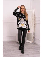 Vianočný sveter so sobom čierny