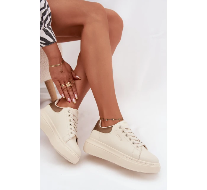 Sneakersy Damskie Na Platformie Big Star SS274246 Jasnobeżowe Sneakersy Damskie Na Platformie Big Star SS274246 Jasnobeżowe
