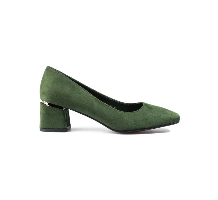 Trendy dámské zelené  lodičky na širokém podpatku