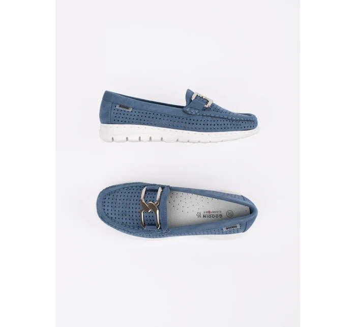 Módne modré dámske mokasíny bez podpätku Módne modré dámske mokasíny bez podpätku