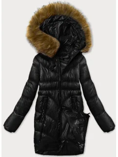 Černá dámská zimní bunda s ozdobnými kapsami model 21248253 - S'WEST