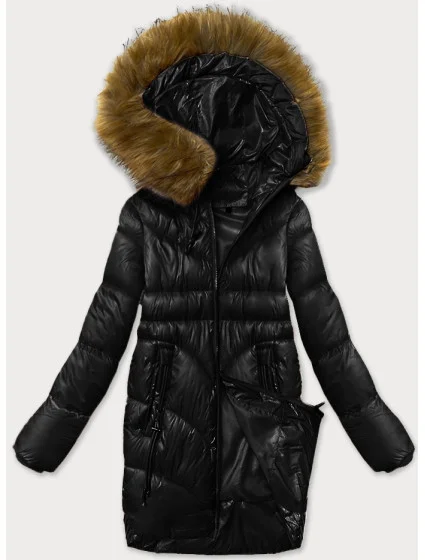 Černá dámská zimní bunda s ozdobnými kapsami model 21248253 - S'WEST
