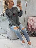 Oversize tunika s kapucňou na zips v grafitovej farbe