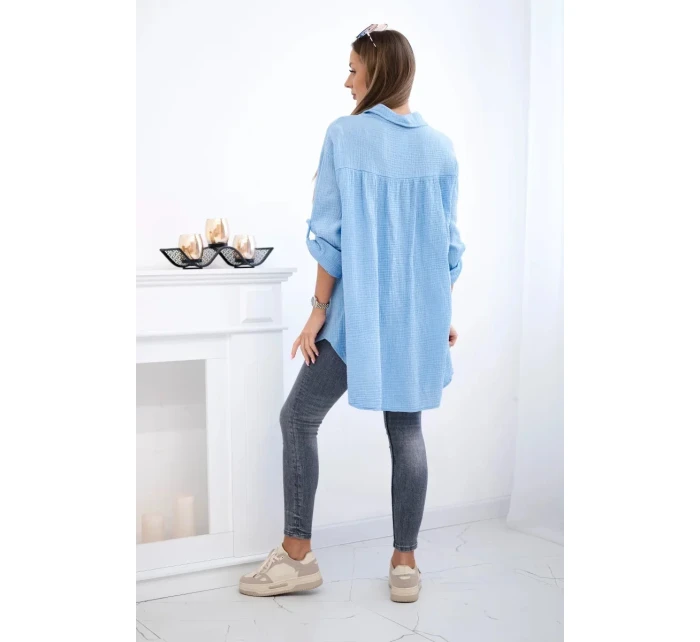 Bavlnená mušelínová košeľa modrá