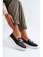 Dámské kožené mokasíny na platformě černé model 21655732 - S.Barski