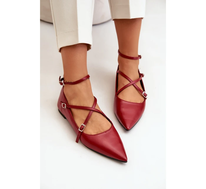 Dámské baleríny se a pásky bordové model 21670189 - Boto Dámské baleríny se a pásky bordové model 21670189 - Boto