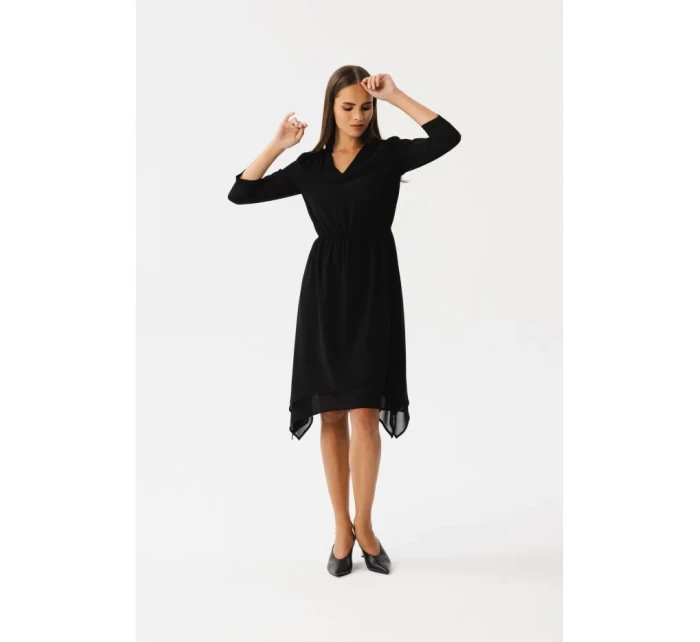 S354 Vrstvené šifónové šaty - čierne S354 Vrstvené šifónové šaty - čierne