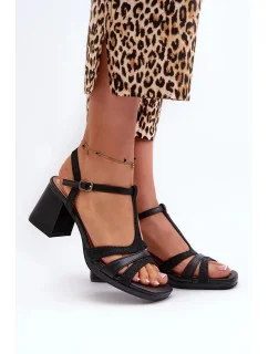 Sandále na podpätku C-146 čierne - vykročte štýlovo