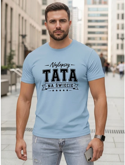Tshirt męski z nadrukiem dla bawełniany błękitny model 22217737 - FashionStreet