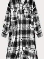Čierno-biely dámsky károvaný košeľový kabát (8424)