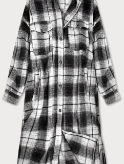 Čierno-biely dámsky károvaný košeľový kabát (8424)