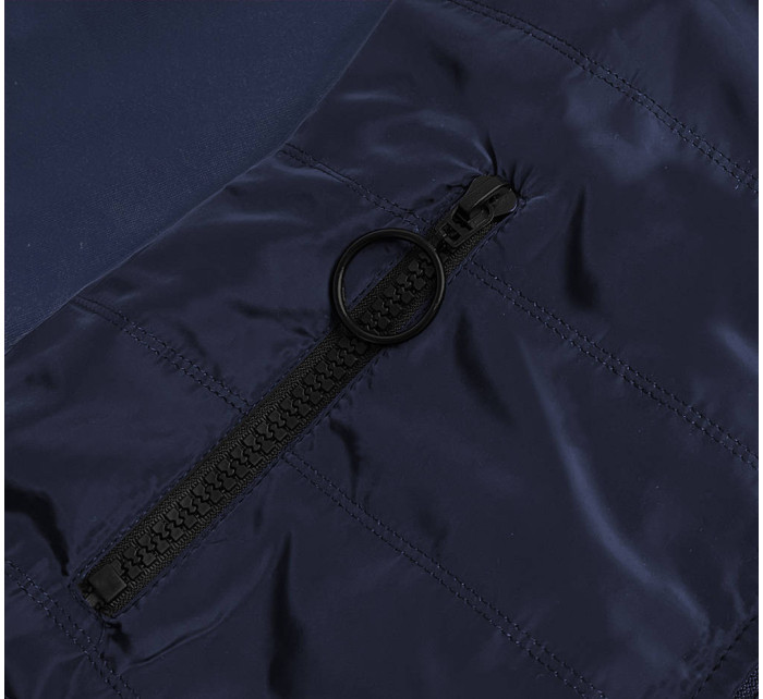 Tmavo modrý dámsky dres z rôznych spojených materiálov (AMG683/1)