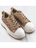 Tmavo béžové tenisky trampky s vyššou podrážkou (S067)