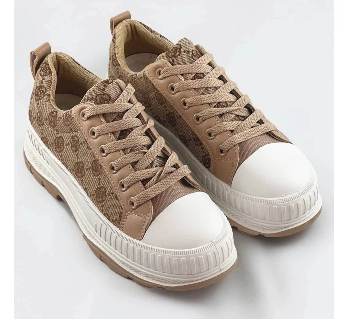 Tmavo béžové tenisky trampky s vyššou podrážkou (S067)