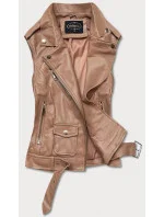 Svetlo hnedá bunda ramoneska - vesta z eko kože (FL202050)