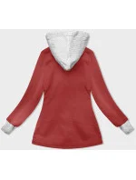 Červená dámska mikina so svetríkovou kapucňou (AMG-312A)