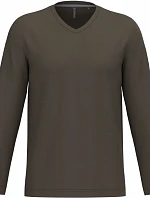 Kariban K 358 Pánske tričko s výstrihom do V a dlhými rukávmi 20.K358 tmavá khaki