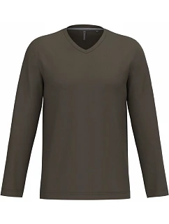 K 358 Pánské tričko do V s dl. rukávem model 22507750 dark khaki - Kariban