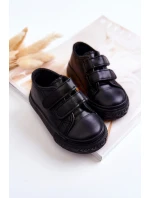 Dziecięce Skórzane Tenisówki Trampki Na Rzepy Czarne Foster Dziecięce Skórzane Tenisówki Trampki Na Rzepy Czarne Foster