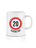 Personalizovaný klasický biely hrnček 300 ml – dopravná značka k narodeninám