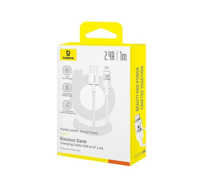 Kábel Baseus Gem 2,4A 1 m (biely)
