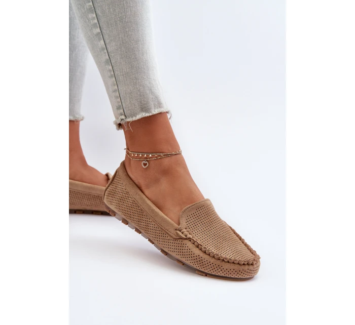 Dámské semišové mokasíny tmavě béžové model 21653934 - Boto