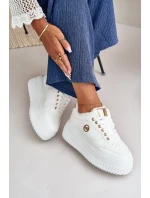 Tenisky Sportovní Boty Dámské Zateplené Na Masivní Podešvi Bílé model 21668392 - Boto Tenisky Sportovní Boty Dámské Zateplené Na Masivní Podešvi Bílé model 21668392 - Boto