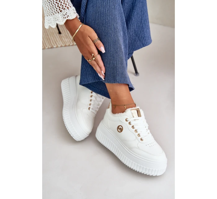 Tenisky Sportovní Boty Dámské Zateplené Na Masivní Podešvi Bílé model 21668392 - Boto Tenisky Sportovní Boty Dámské Zateplené Na Masivní Podešvi Bílé model 21668392 - Boto