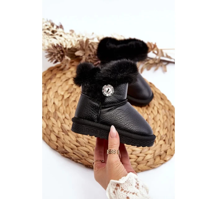 Černé Bessie Zateplené Sněhule S Kožešinou Černé Bessie Zateplené Sněhule S Kožešinou