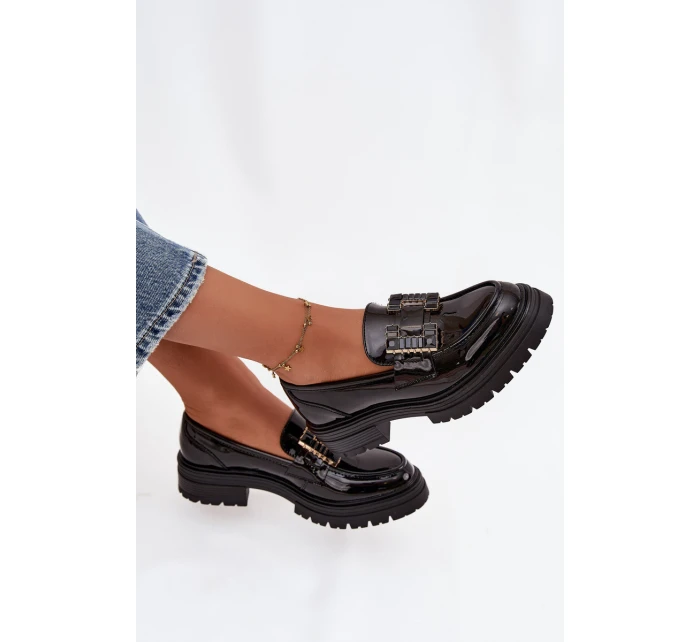 Dámské lakované mokasiny YL253 černé - Diamantique