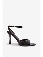 Dámské sandály na podpatku  černé - model 22354125