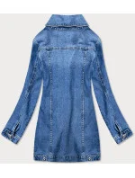 Dlhá svetlo modrá dámska džínsová oversize bunda (X-761)