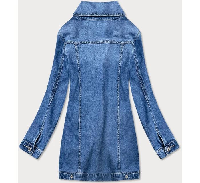 Dlhá svetlo modrá dámska džínsová oversize bunda (X-761)
