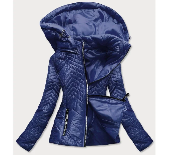 Tmavě modrá krátká dámská prošívaná bunda s kapucí model 14764904 - S'WEST