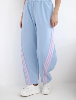 Dámske maslové nohavice z viskózy s modrým pásom