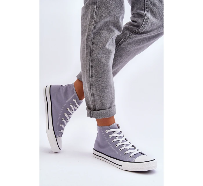 Dámské klasické vysoké tenisky šedé model 21626477 - Boto Dámské klasické vysoké tenisky šedé model 21626477 - Boto