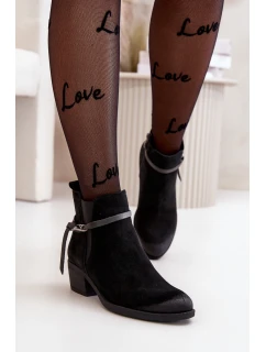 Zazoo 60478 Zamszowe Botki Na Obcasie Ocieplane Zapinane Na Zamek Czarne