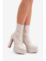 Topánky na vysokom podpätku a platforme Light Beige Tennira