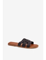 Klapki Damskie Na Płaskim Obcasie Czarne Mirona Klapki Damskie Na Płaskim Obcasie Czarne Mirona