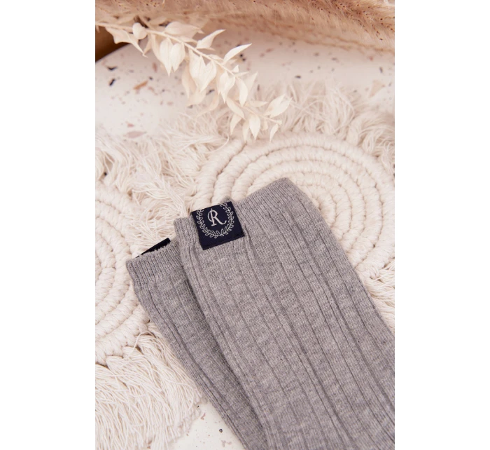 Bavlněné ponožky pruhované dámské světle šedé