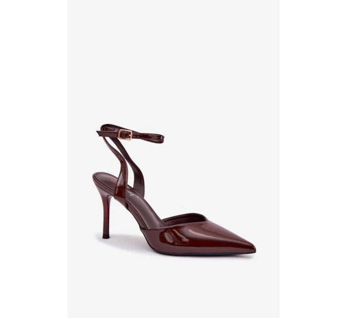 Lakované lodičky s patou čokoládové model 21788258 - Boto Lakované lodičky s patou čokoládové model 21788258 - Boto