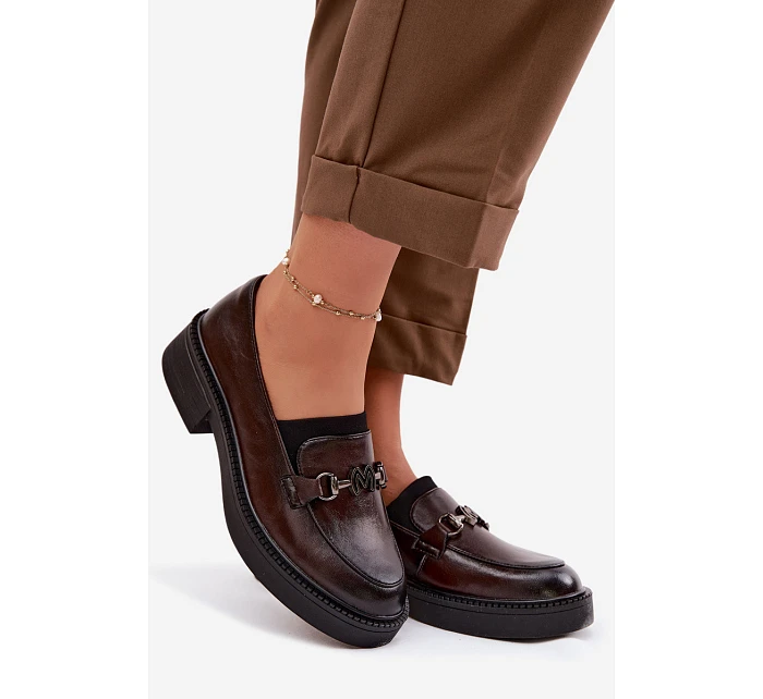 Kožené dámské mokasiny s ozdobným detailem Vinceza 39985 Čokoládové