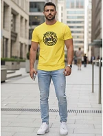 Pánské žluté tričko s potiskem motorky FashionStreet NX5007R
