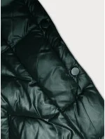 Tmavě zelená dlouhá dámská prošívaná bunda model 21247405 - Glakate Tmavě zelená dlouhá dámská prošívaná bunda model 21247405 - Glakate