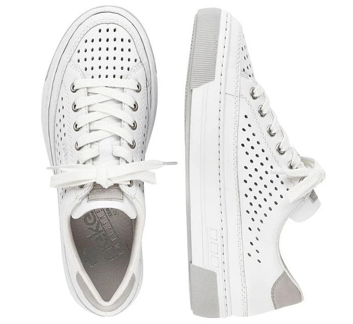 Rieker W RKR642 biele kožené ažurové topánky